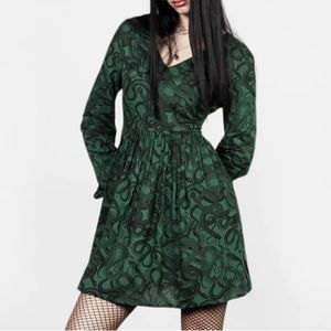 NWT DISTURBIA Ophidia Serpent Mini Dress 14 Lilith snake print goth witch